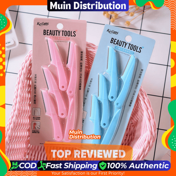 keli 4pcs Foldable Eyebrow Facial Hair Removal, Shaper, and Trimmer in New Design (Blue & Pink) - Facial Razor. - Image 2