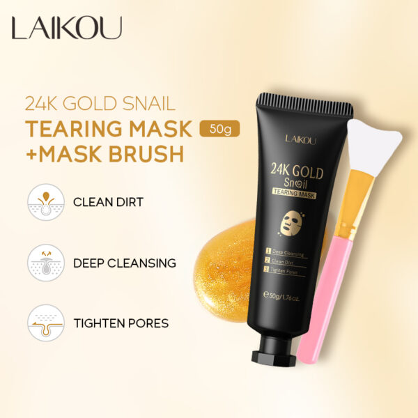 LAIKOU 24K Gold Snail Tearing Mask – 50g - Image 3