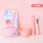 LMLTOP 6-in-1 Silicone Face Mask Mixing Bowl Set with Brush, Spoon & Spatula – Pink