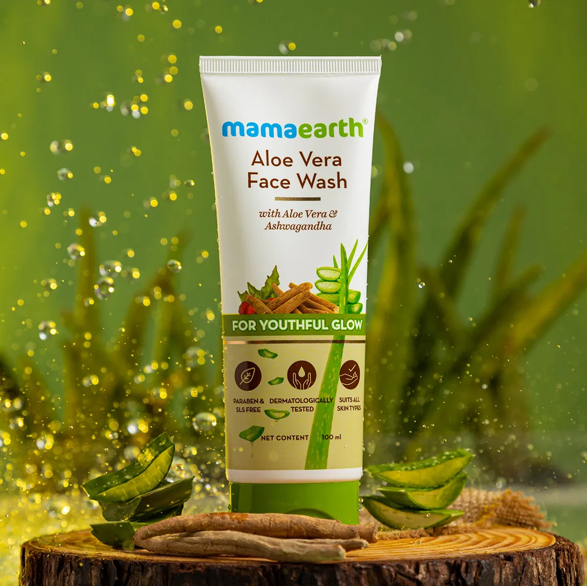 8906087778455- Mamaearth Aloe Vera Face Wash with Aloe Vera & Ashwagandha – 100ml Mamaearth Aloe Vera Face Wash with Aloe Vera & Ashwagandha 100ml